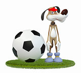 Amusing 3d dog football player.