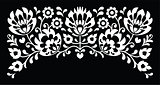 Polish floral folk white embroidery pattern on black background