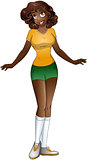 African Teenage Girl In TShirt And Short Pants