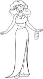 African Woman In Evening Dress Coloring Page