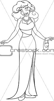 African Woman In Evening Dress Coloring Page