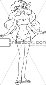 African Woman In Swimsuit Coloring Page