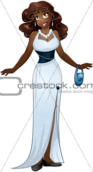African Woman In White Evening Dress