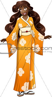 African Woman In Yellow Kimono