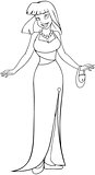 Asian Woman In Evening Dress Coloring Page