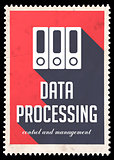 Data Processing on Red in Flat Design.