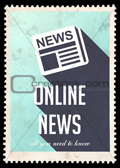 Online News on Blue in Flat Design.