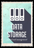 Data Storage on Light Blue in Flat Design.