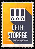 Data Storage on Yellow in Flat Design.