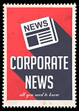 Corporate News on Red in Flat Design.