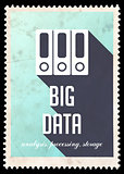 Big Data on Blue in Flat Design.