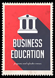 Business Education on Red in Flat Design.