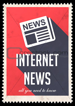 Internet News on Red in Flat Design.