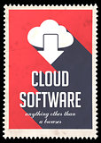 Cloud Software on Red in Flat Design.