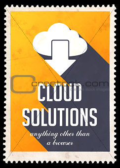 Cloud Solutions on Yellow in Flat Design.