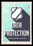Data Protection Concept on Blue in Flat Design.