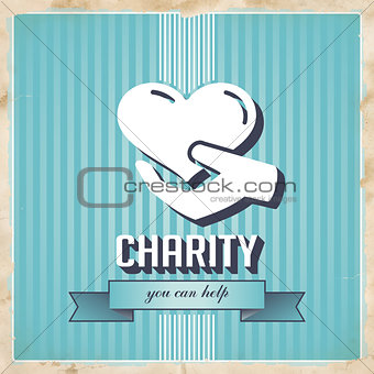 Charity on Blue Striped Background in Flat Design.