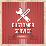 Customer Service Concept on Red in Flat Design.