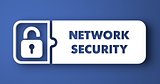 Network Security on Blue in Flat Design Style.