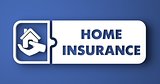 Home Insurance on Blue in Flat Design Style.