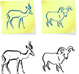 wild ram and gazelle on post it notes