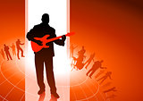 Guitar player with Musical Group Background