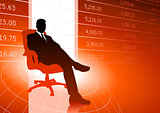 Business executive background with stock market data