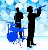 Musical Band on Lens Flare Background