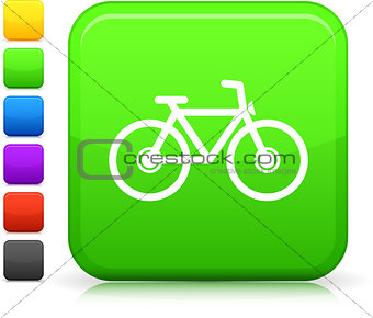 bicycle icon on square internet button