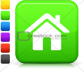 green housing icon on square internet button