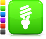 green electric lightbulb  icon on square internet button