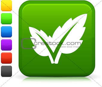 Environmental check icon on square internet button