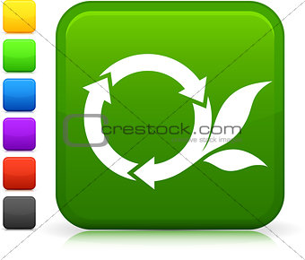 recycling icon on square internet button