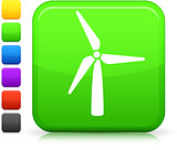 green wind power icon on square internet button