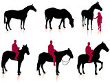 Horse and Jockey Silhouette Set