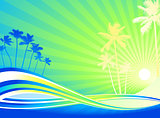 palm trees green background