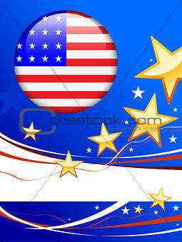 American Flag Button on Patriot Background