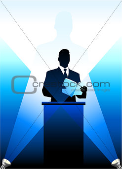 Business/political speaker silhouette background
