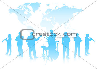 Musical Band on World Background