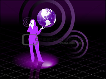 Young business woman global communication concept