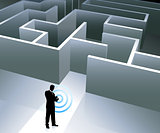 Businessman internet background with maze