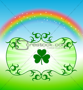 St. Patrick's Day Design elements on rainbow background