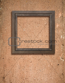 Concrete texture and wooden frame 
