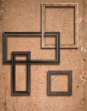 Concrete texture and wooden frames 