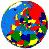 Europe countries on globe