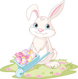Easter Bunny with wheelbarrow
