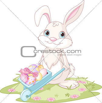 Easter Bunny with wheelbarrow