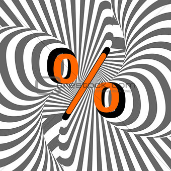 Design percentage sign. Striped waving line textured symbol