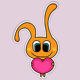 Vector illustration of cute character with heart.