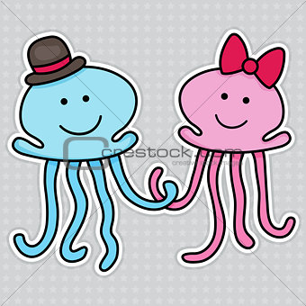 Vector illustration of couple of jellyfishes.
